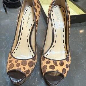 Hair on Hide Leopard Peep Toe Sully Heal Enzo Angiolini 7.5
